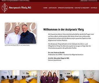 Screenshot der Webseite arztpraxis-ybrig